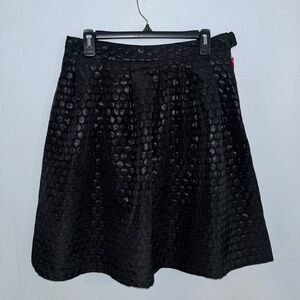 Elle Black Knee-Length Skater Skirt with Pleats